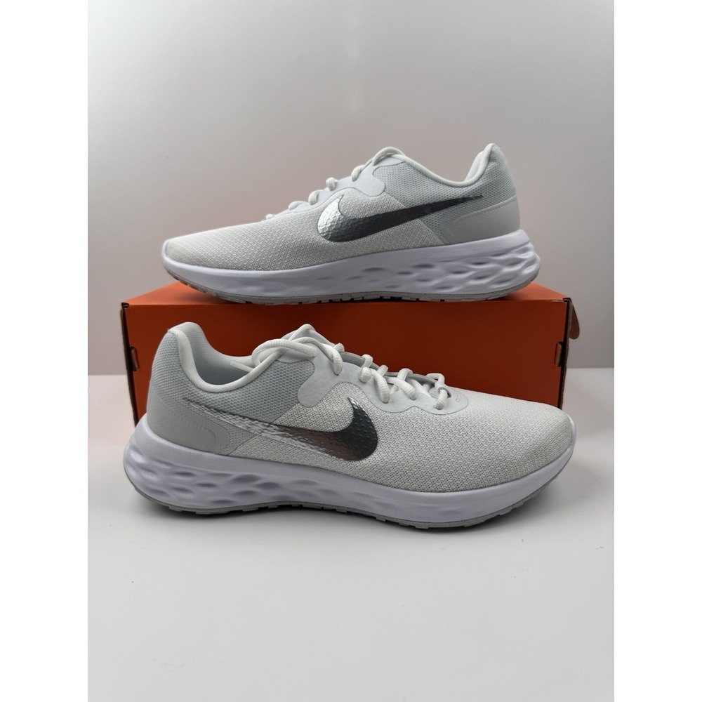 Nike Women's White and Metallic Silver Running Sneakers